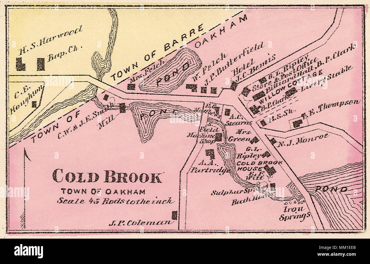 Map of Coldbrook. Oakham. 1870 Stock Photo Alamy