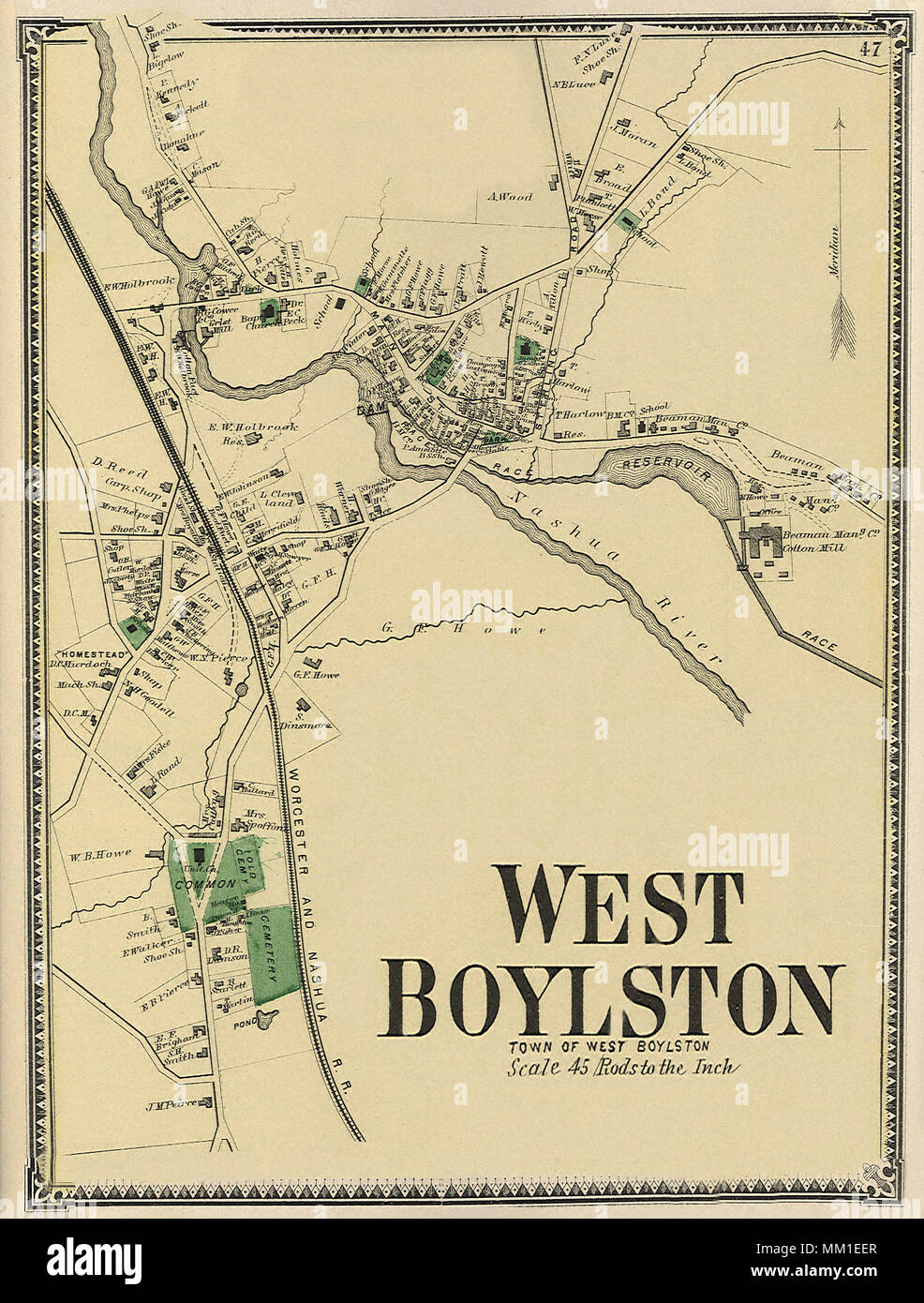 Map of West Boylston. 1870 Stock Photo Alamy