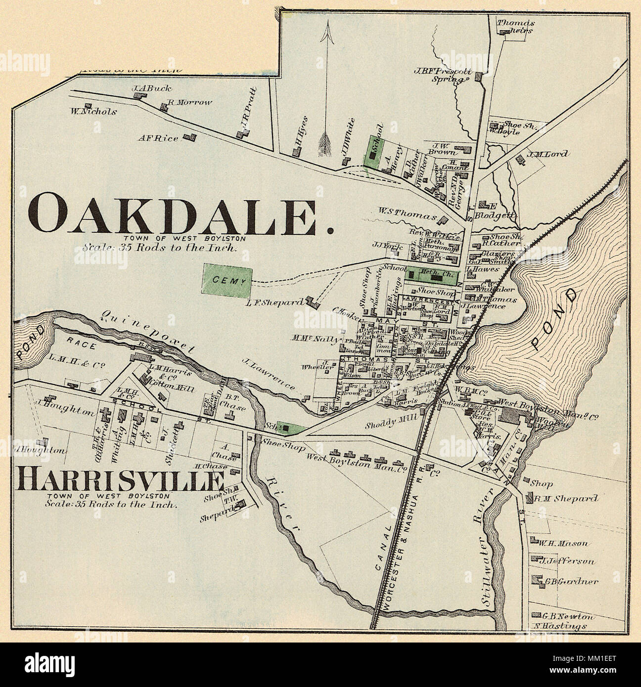 Map of Oakdale. 1870 Stock Photo