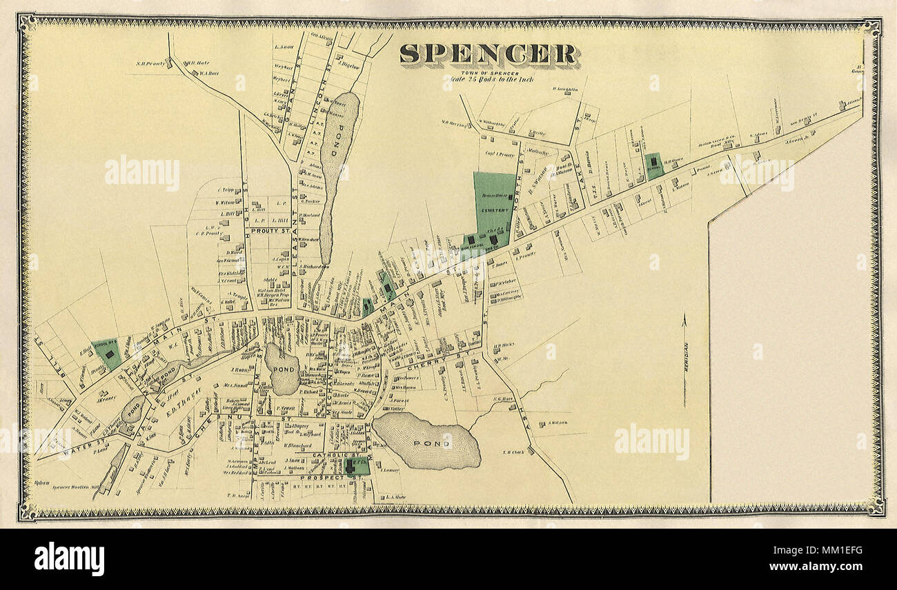 Map of Spencer. 1870 Stock Photo Alamy