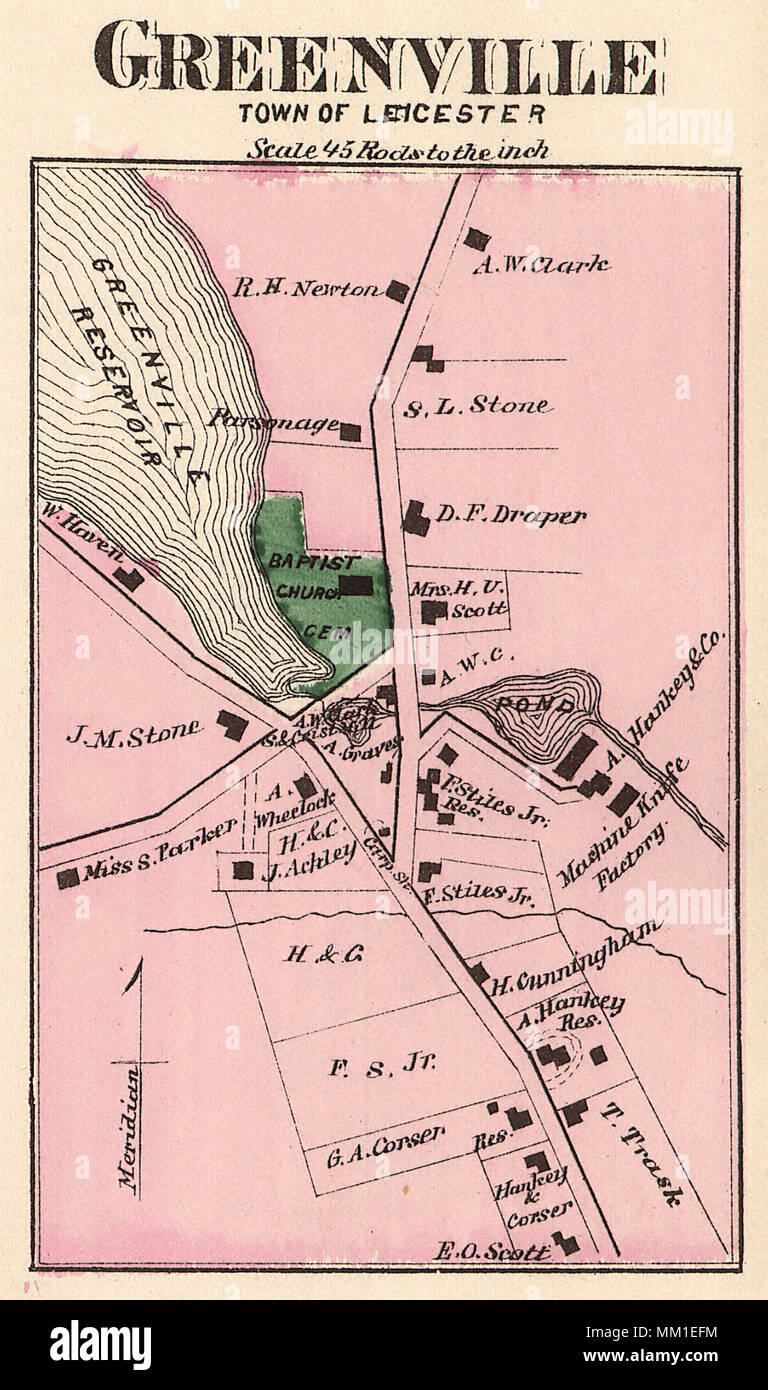 Map of Greenville. 1870 Stock Photo - Alamy