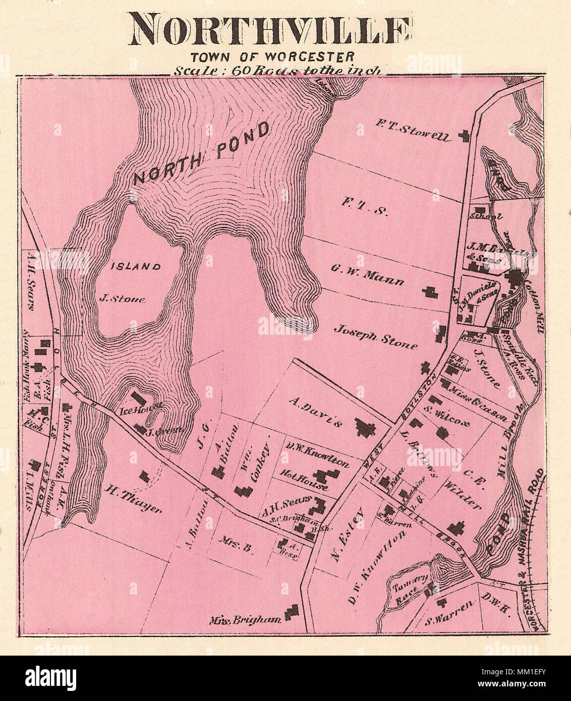 Map of Northville. 1870 Stock Photo Alamy