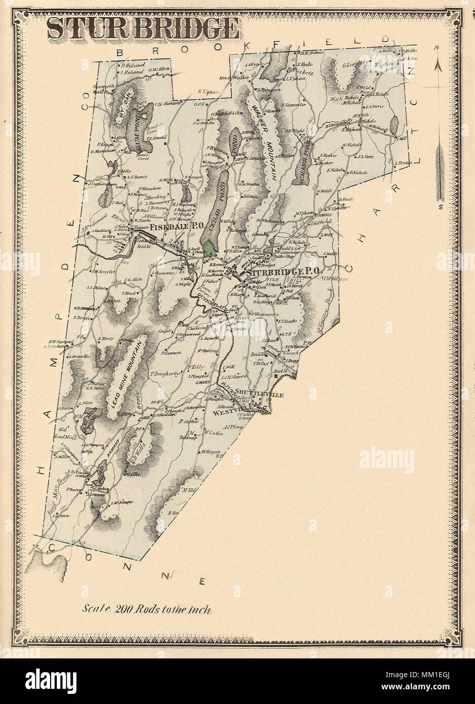 Map of Westville in the Town Sturbridge. 1870 Stock Photo Alamy