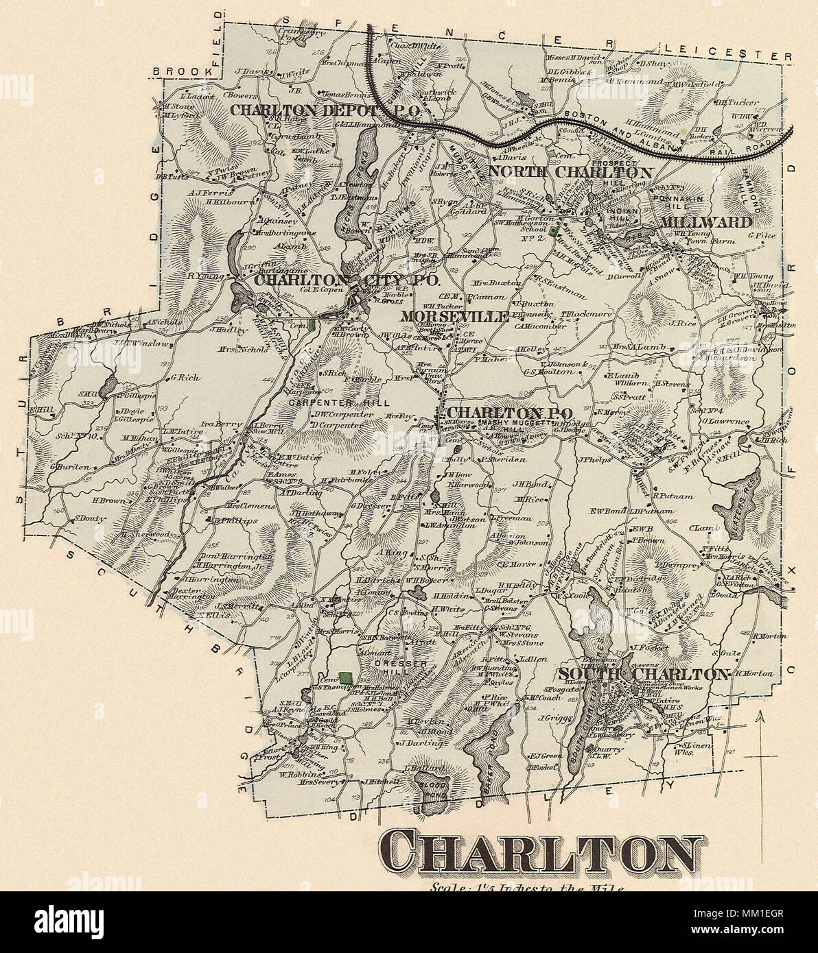 Map of South Charlton in Town of Charlton. 1870 Stock Photo Alamy