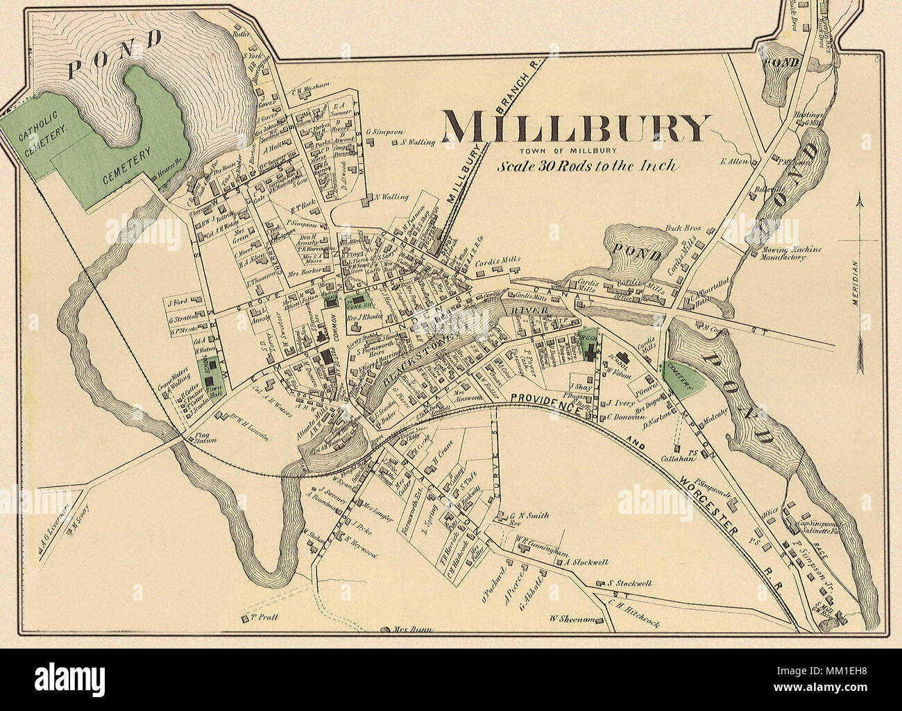 Map of Millbury. 1870 Stock Photo Alamy