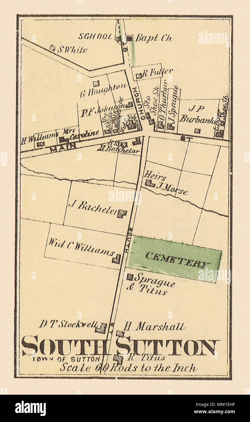 Map of South Sutton. 1870 Stock Photo Alamy