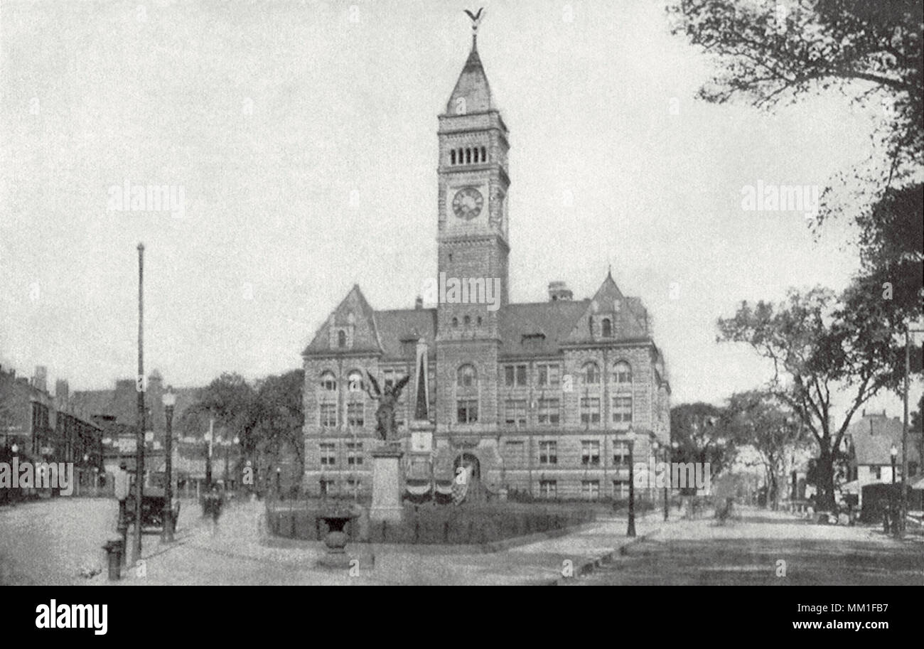 City Hall and Monument Square. Lowell. 1927 Stock Photo Alamy