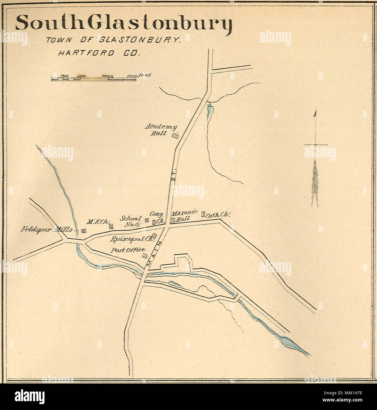 Map of South Glastonbury. South Glastonbury. 1893 Stock Photo Alamy