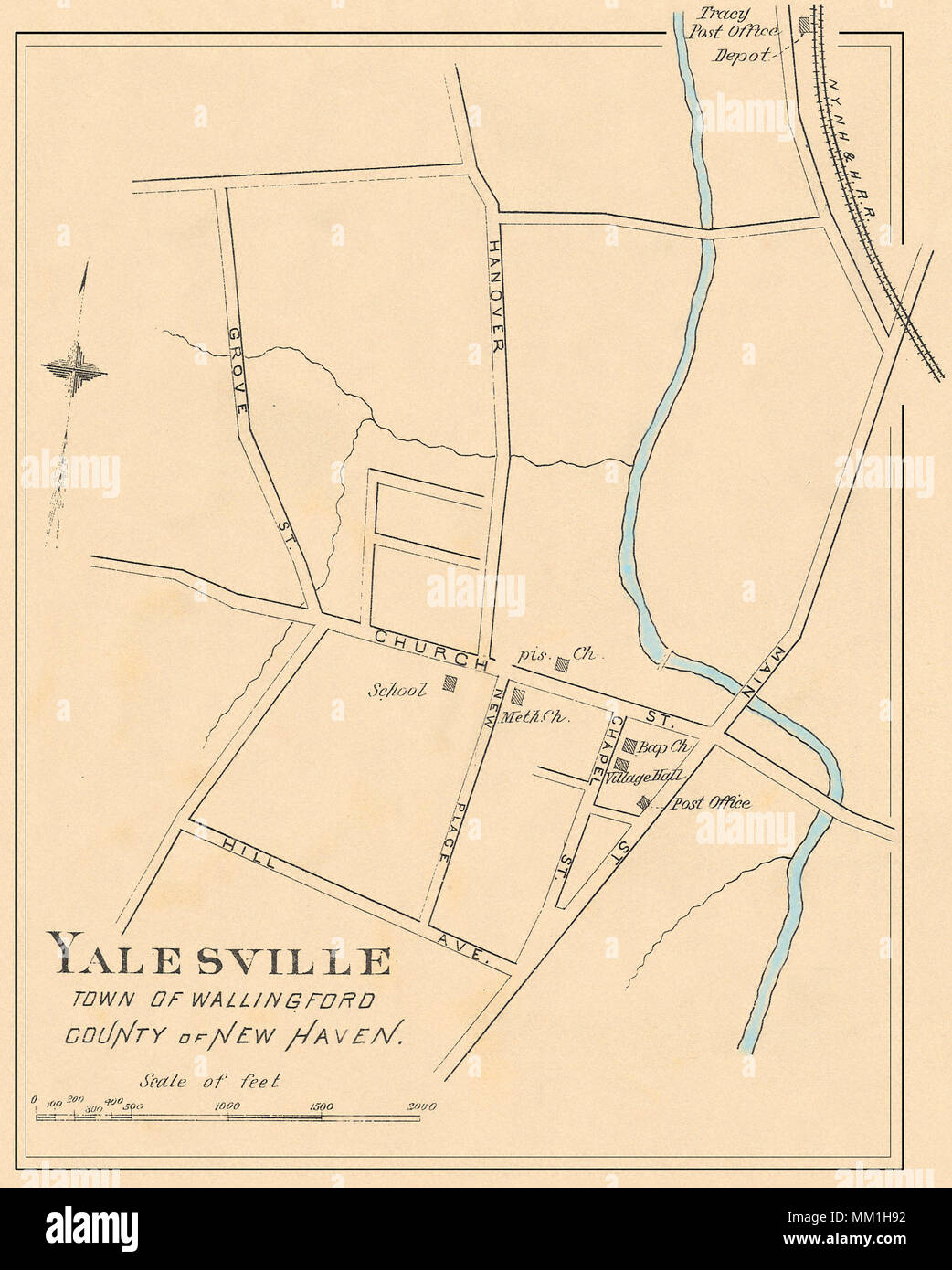 Map of Yalesville in Town of Wallingford. 1893 Stock Photo Alamy