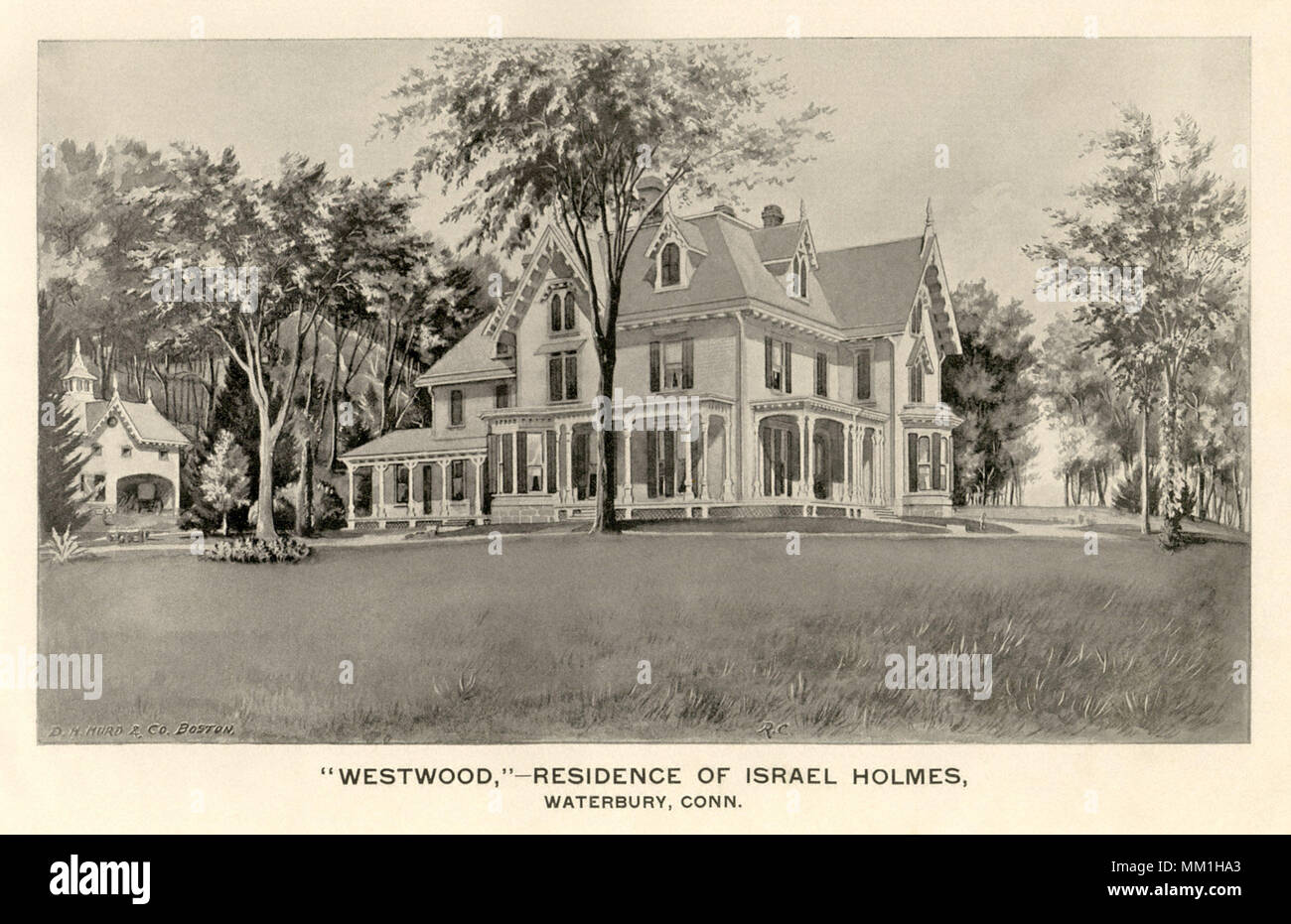 Residence of Israel Holmes. Waterbury. 1893 Stock Photo
