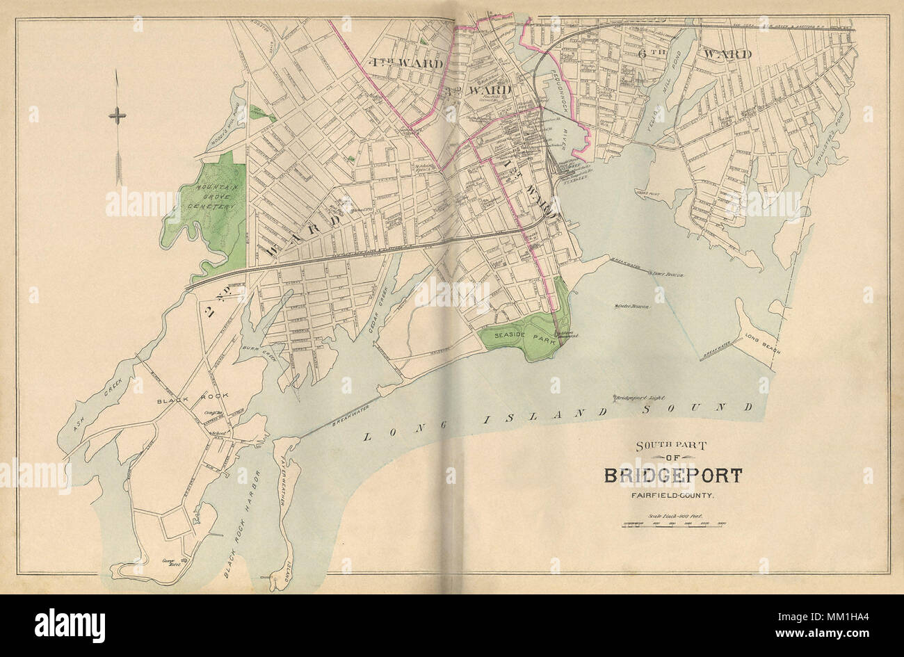 Map of South Part of Bridgeport. Bridgeport. 1893 Stock Photo