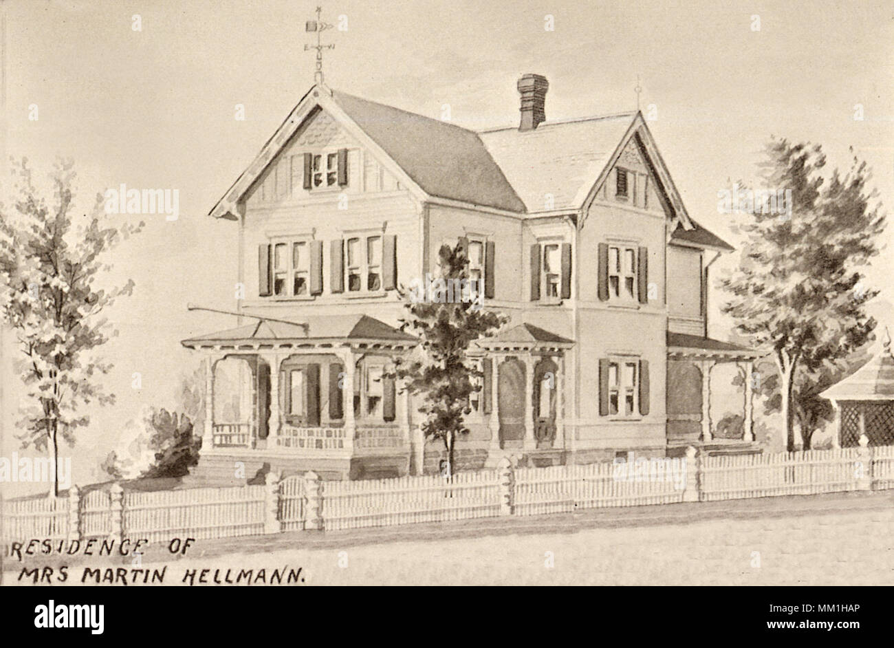 Residence of Martin Hellmann. Waterbury. 1893 Stock Photo