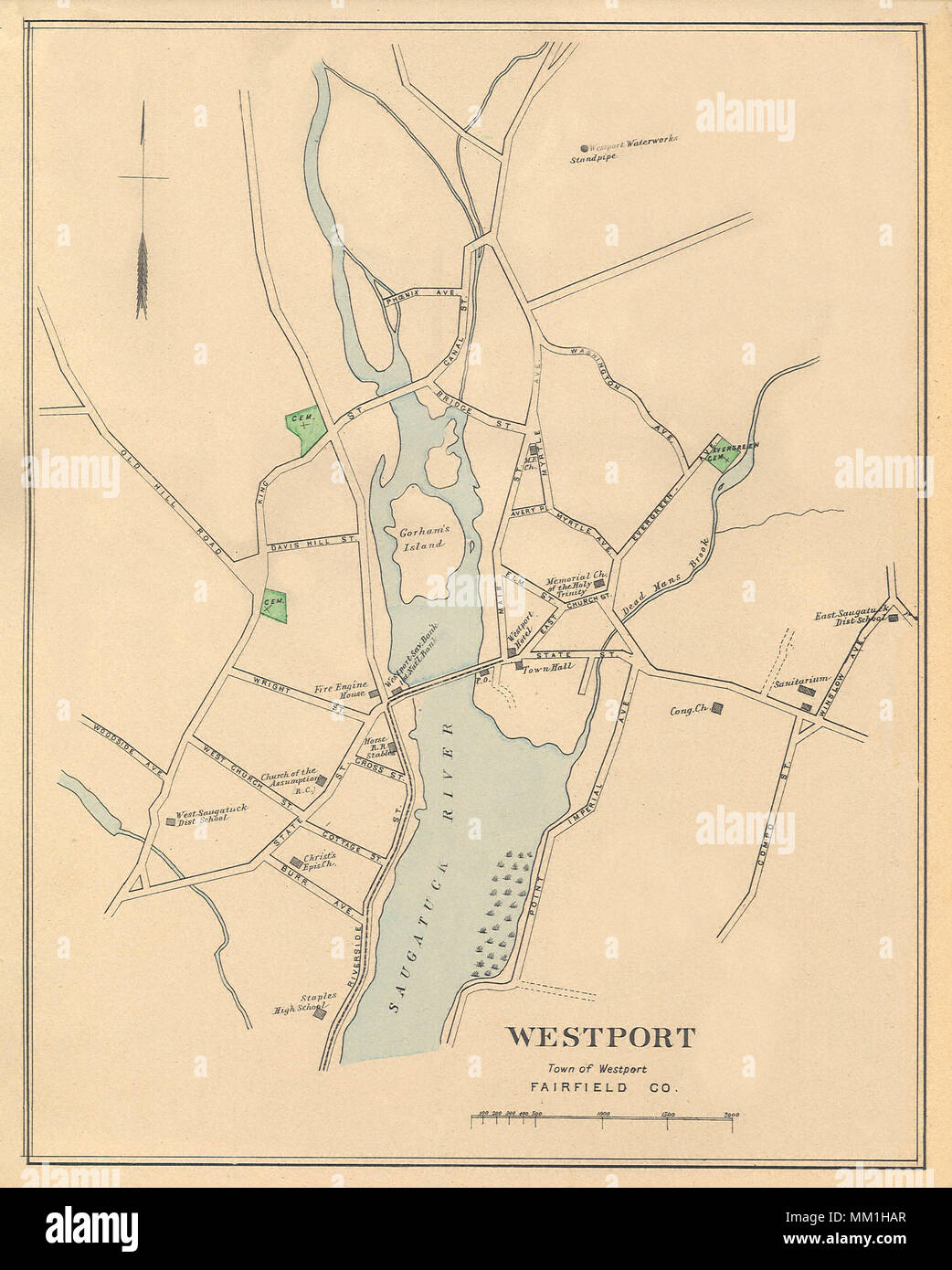 Map of Westport. Westport. 1893 Stock Photo Alamy