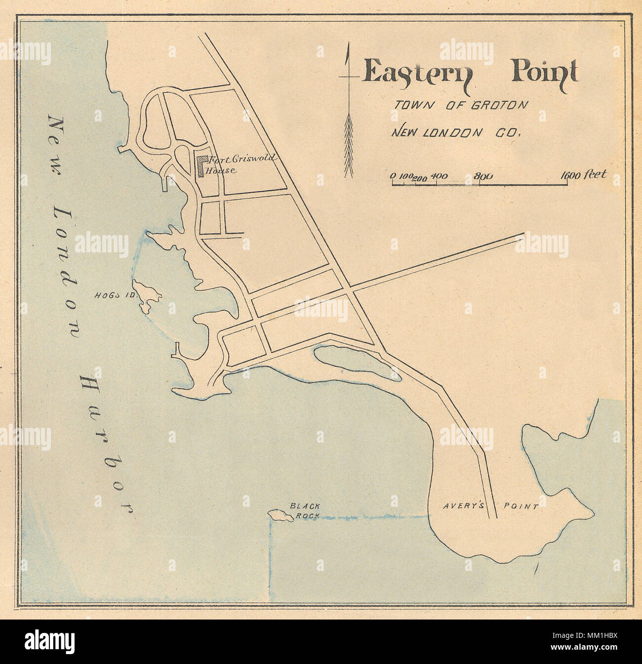 Map of Eastern Point in Town of Groton. 1893 Stock Photo Alamy