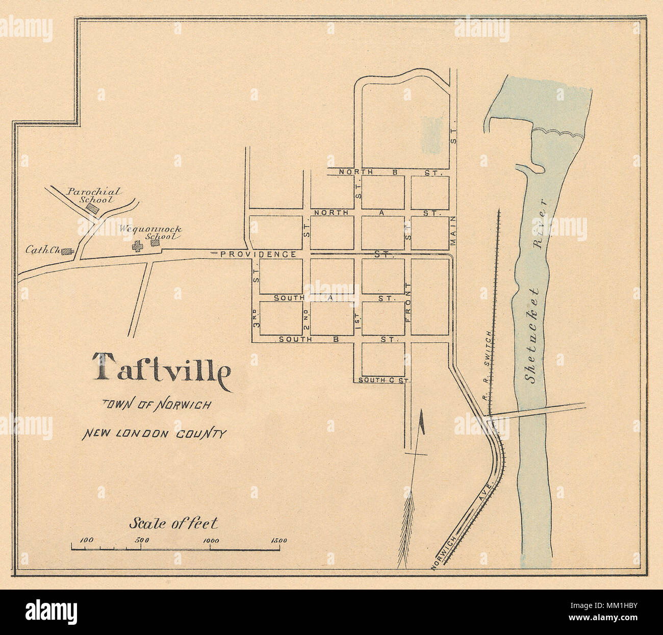 Map of Taftville in Town of Norwich. 1893 Stock Photo Alamy