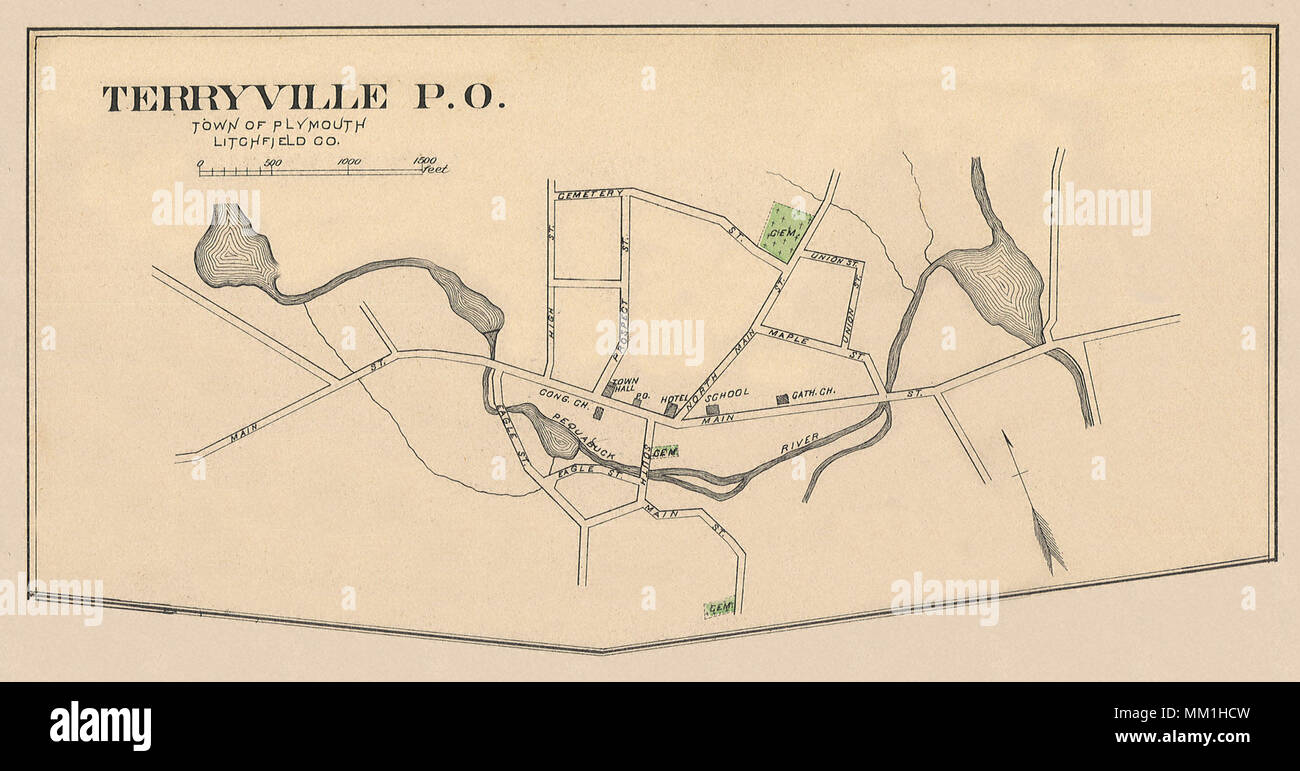 Map of Terryville in Town of Plymouth. 1893 Stock Photo Alamy