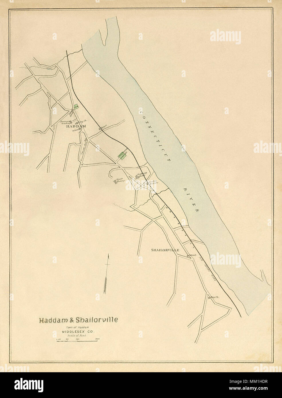 Map of Haddam and Vicinity. Haddam. 1893 Stock Photo Alamy
