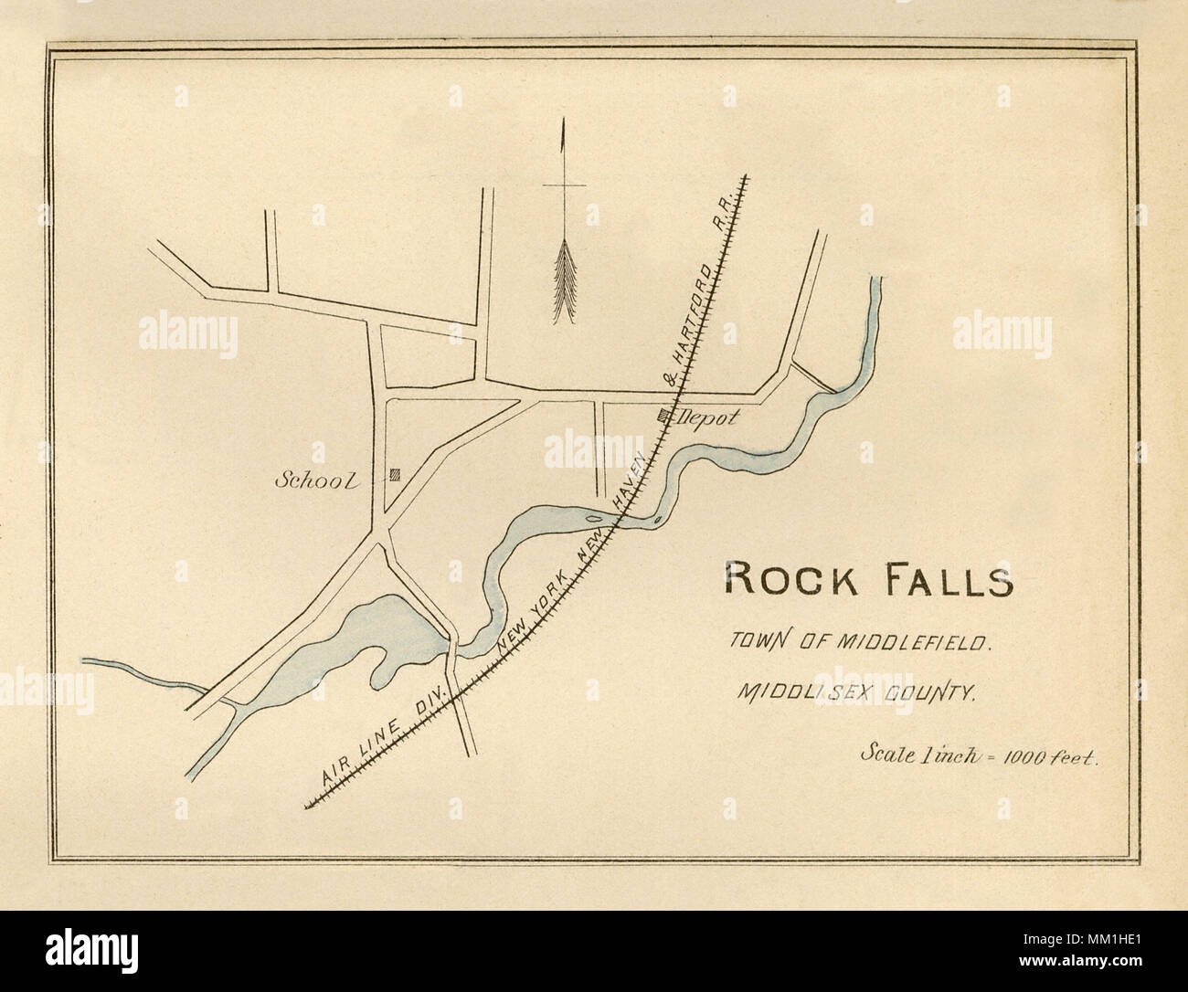 Map of Rock Falls in Town of Middlefield. 1893 Stock Photo Alamy