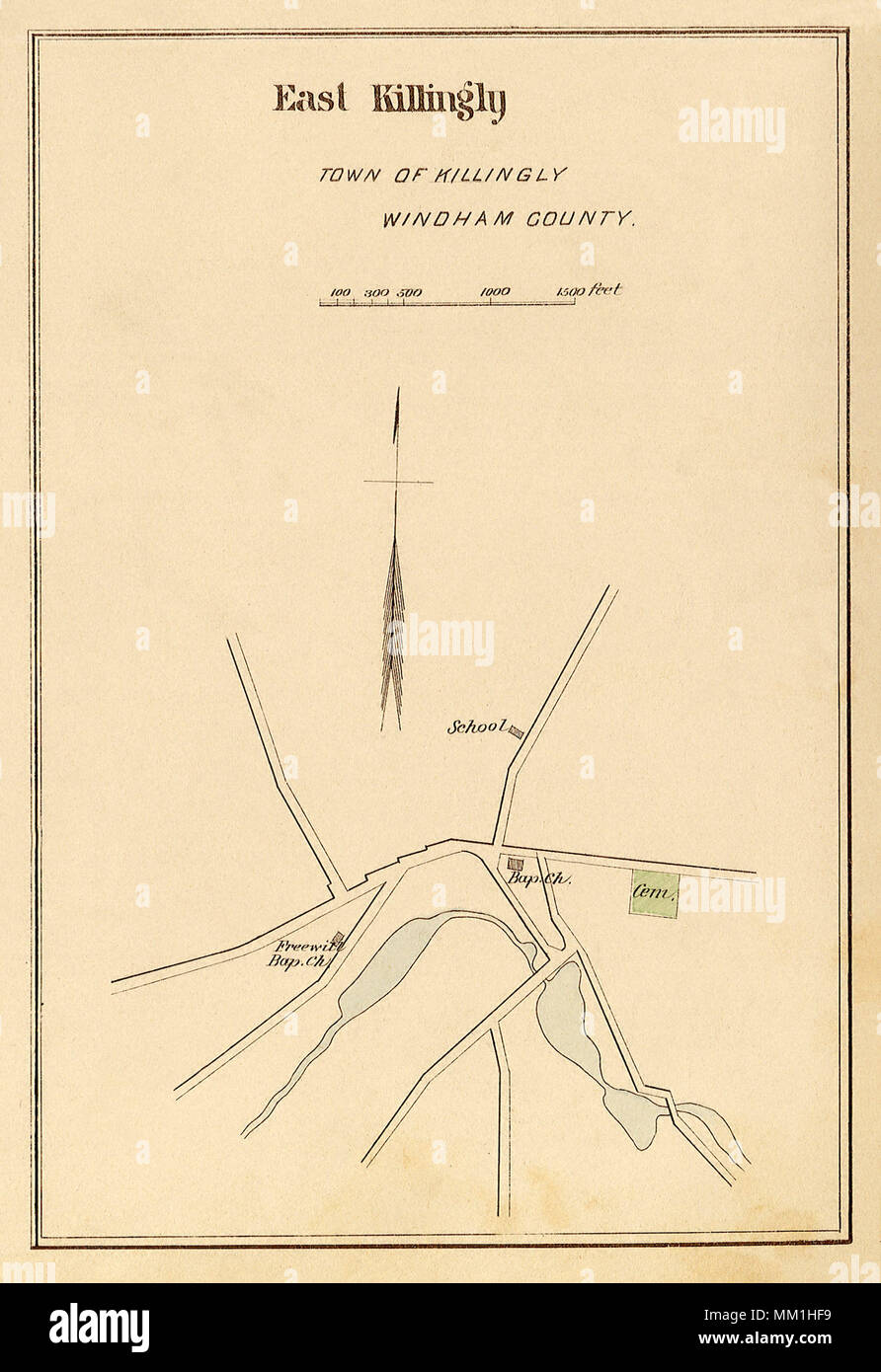 Map of East Killingly in Town of Killingly. 1893 Stock Photo Alamy