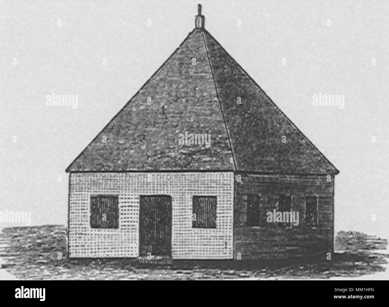 First Meeting House Stamford 1650 Stock Photo Alamy