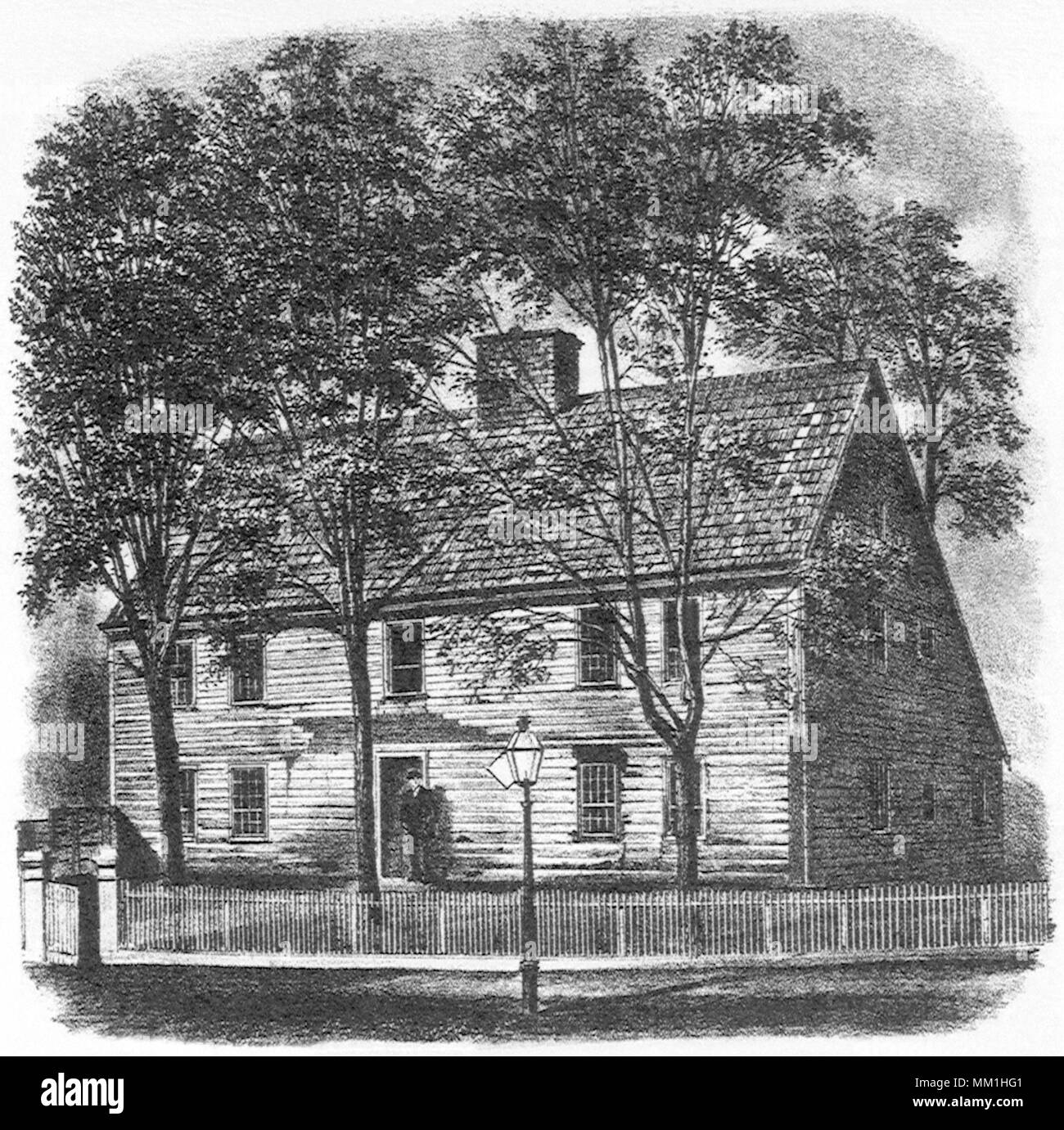 Webb's Tavern. Stamford. 1800 Stock Photo