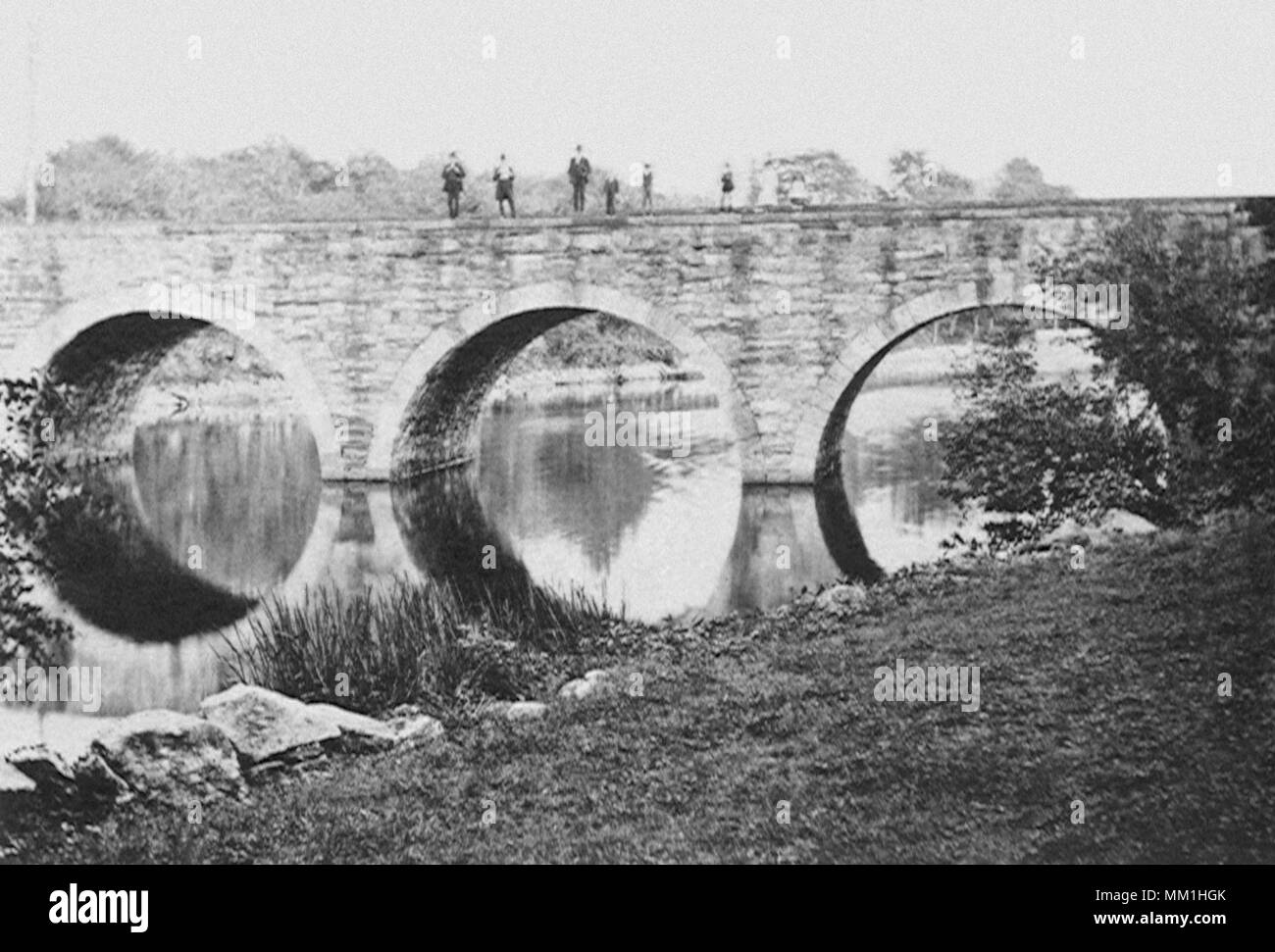 Arched Stone Bridge. Stamford. 1890 Stock Photo