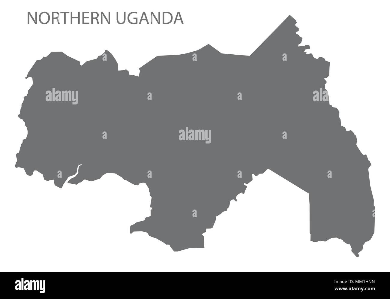 Northern Uganda map grey illustration shape Stock Vector