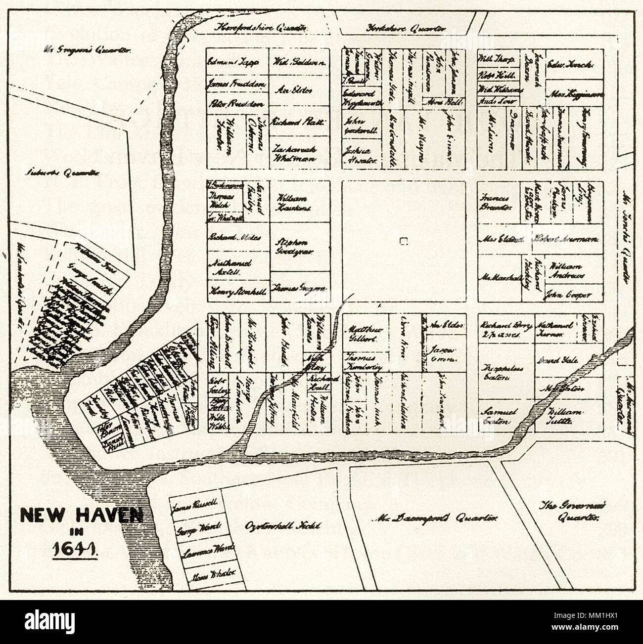 Map of New Haven. New Haven. 1641 Stock Photo Alamy