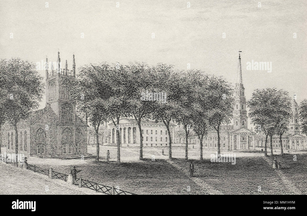 The New Haven Green. New Haven. 1850 Stock Photo Alamy