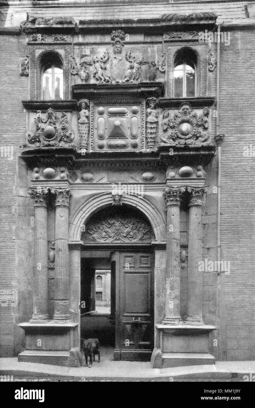 Entrance of Hotel Saint-Jean. Toulouse. 1900 Stock Photo