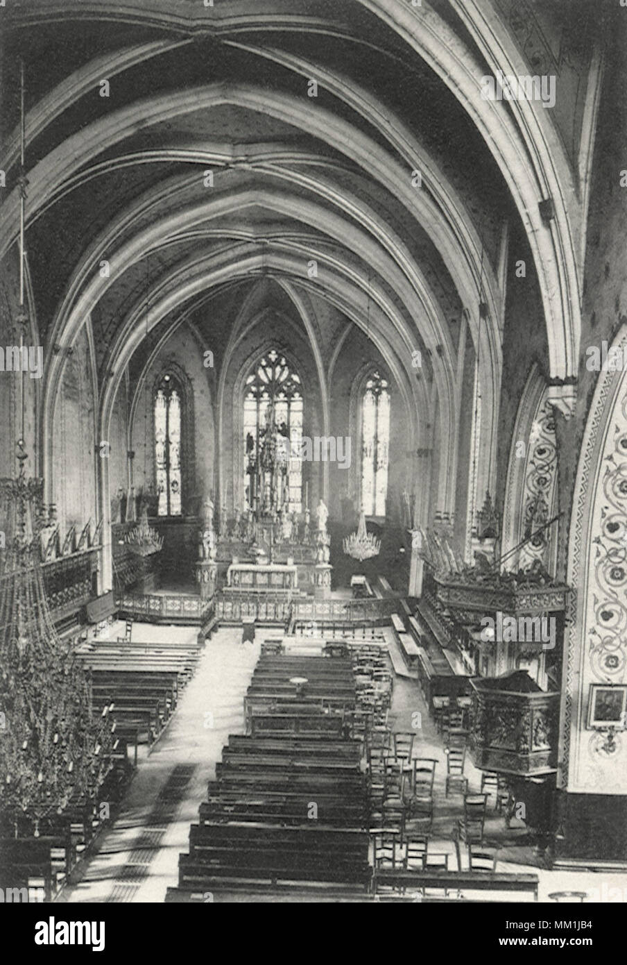 Interior View of Saint Maurice Church. Annecy. 1910 Stock Photo