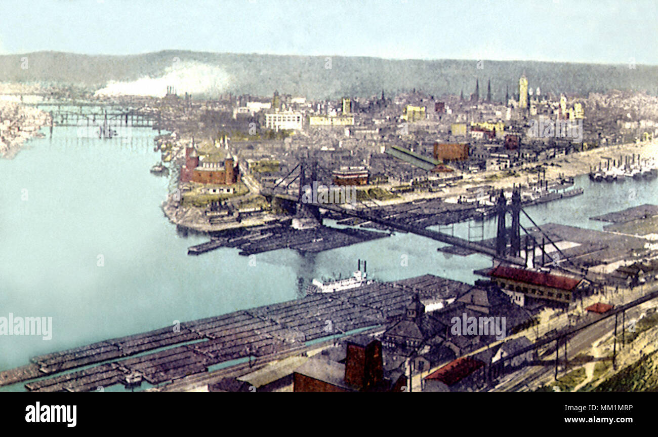 The Three Rivers. Pittsburgh. 1915 Stock Photo