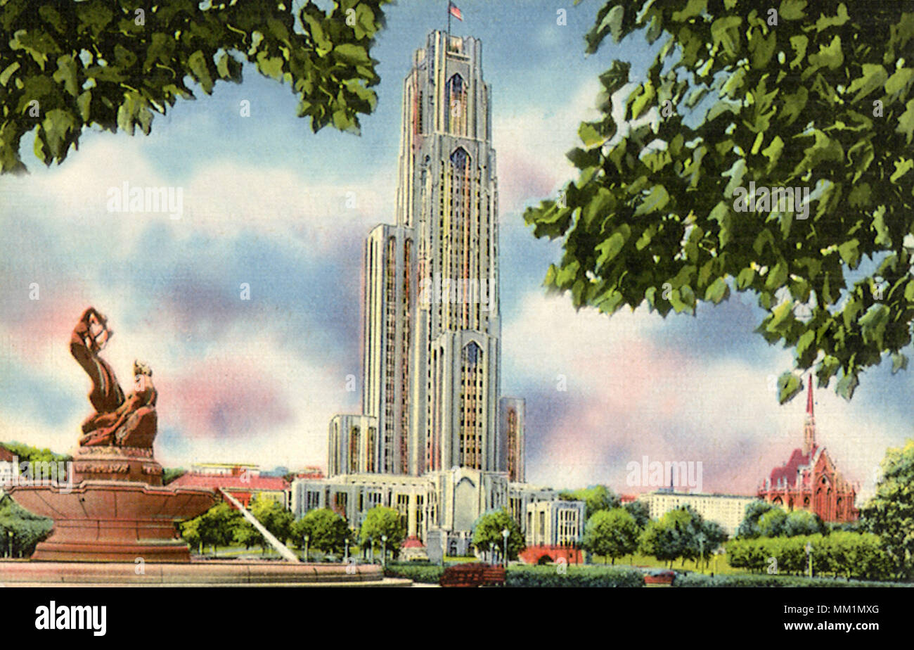 University of Pittsburgh Cathedral of Learning. 1940 Stock Photo