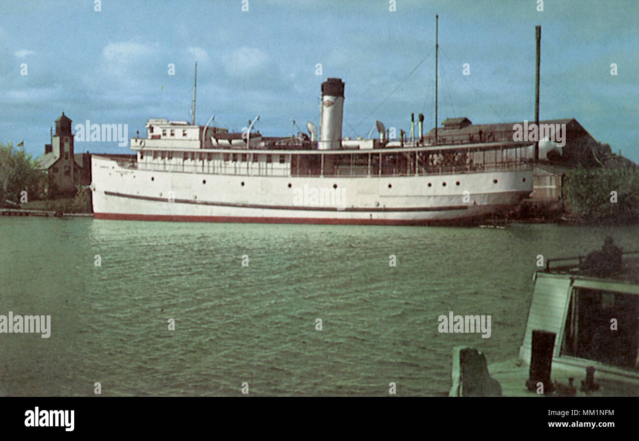 S.S. Algoma II in Cheboygan Harbor. Cheboygan. 1970 Stock Photo