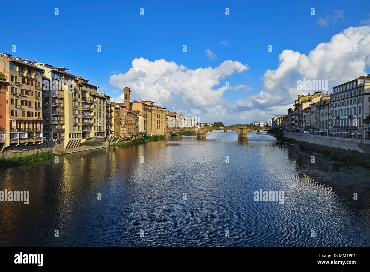 View from Ponte Vecchio in Florence in Italy. Stock Photo