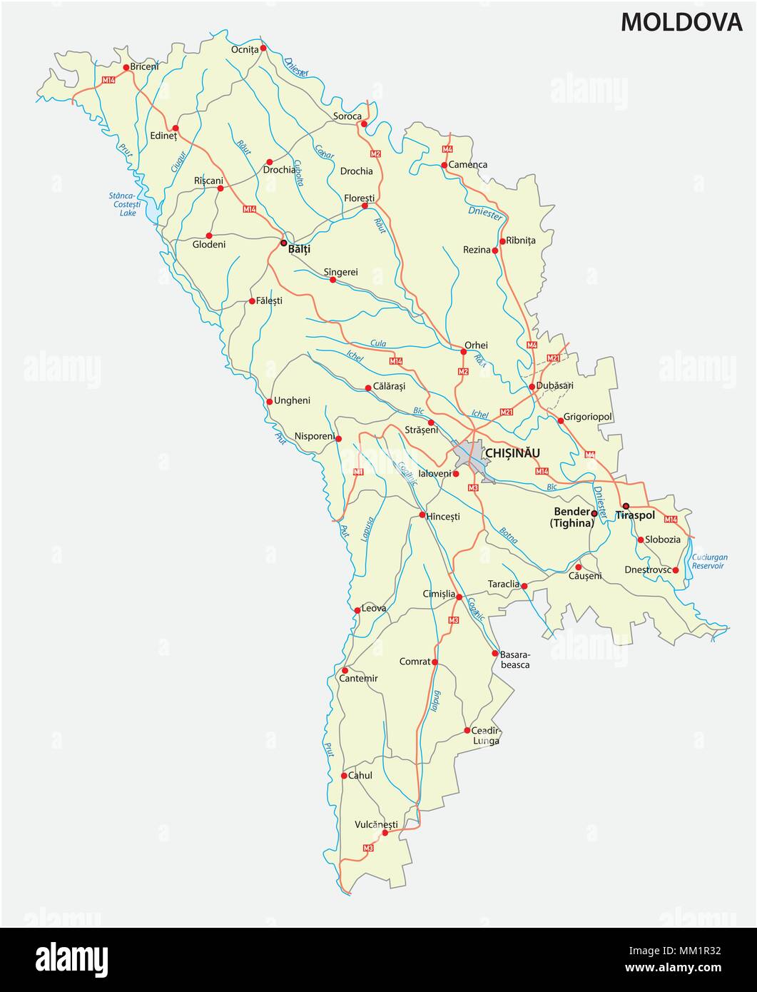 moldova road vector map Stock Vector