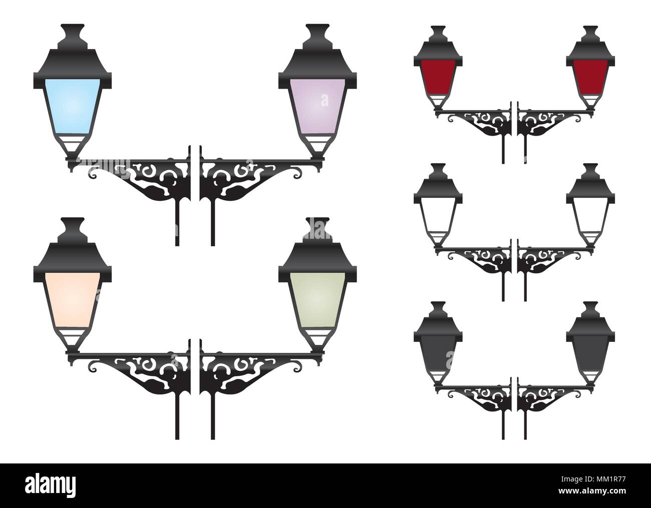 Old historic street lamps vector illustration Stock Vector