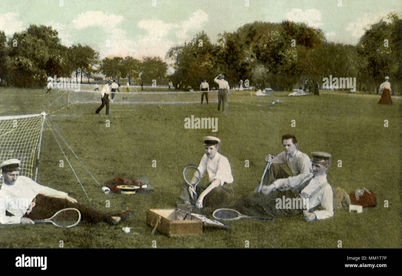 Tennis Court in Lincoln Park. Chicago. 1910 Stock Photo