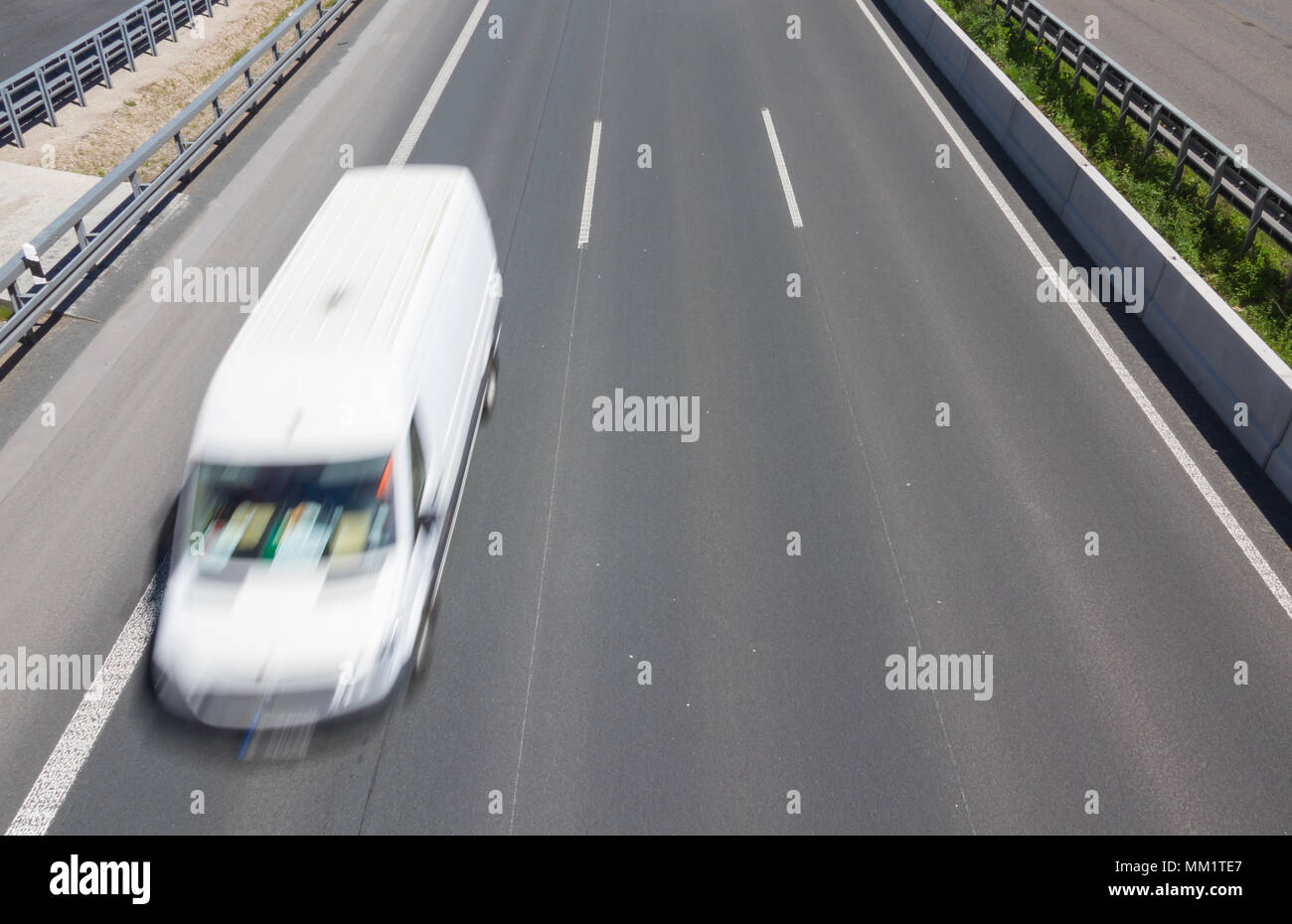 Delivery van express train transporter delivers hasty goods Stock Photo