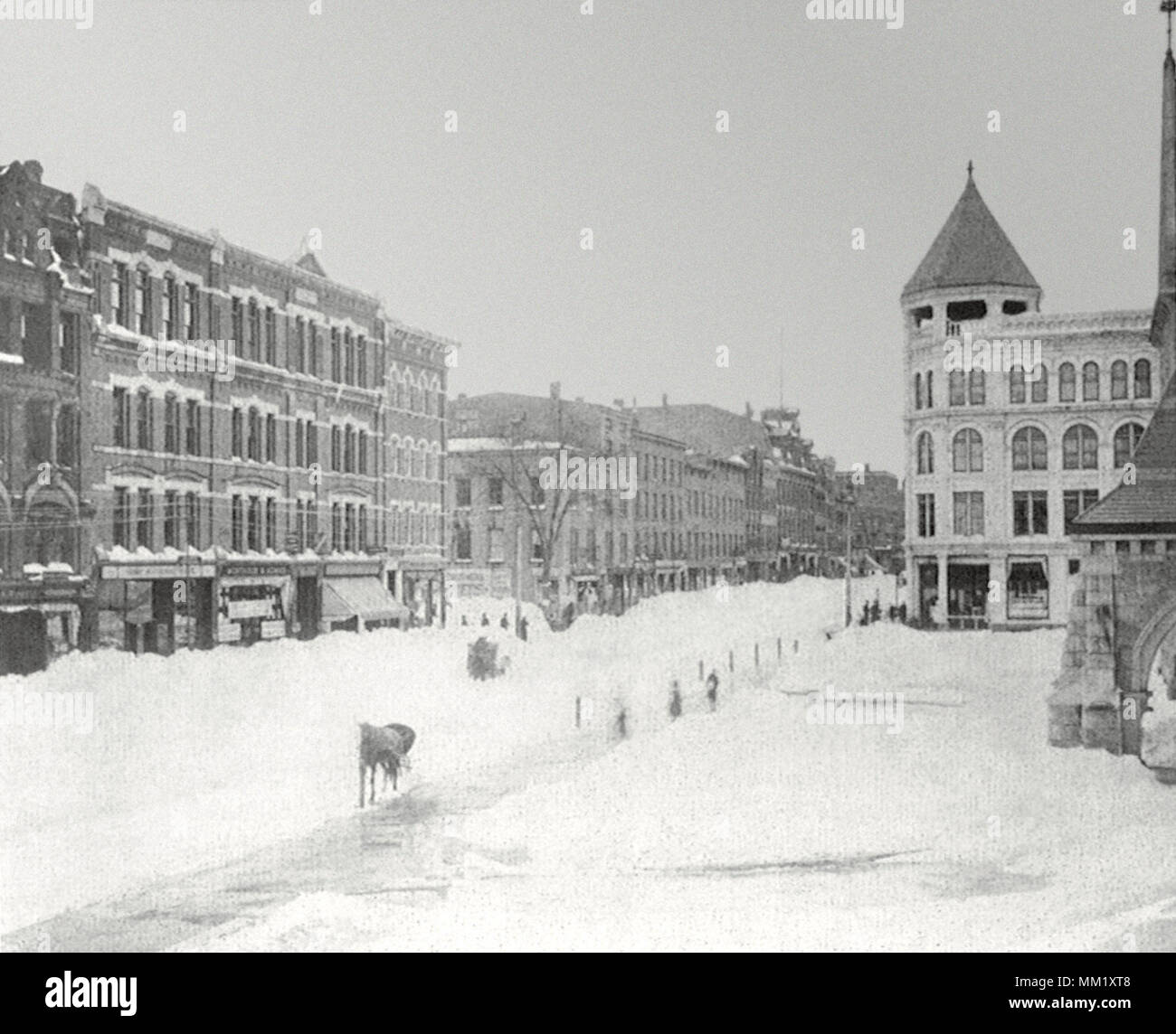 Blizzard in Holyoke. 1888 Stock Photo