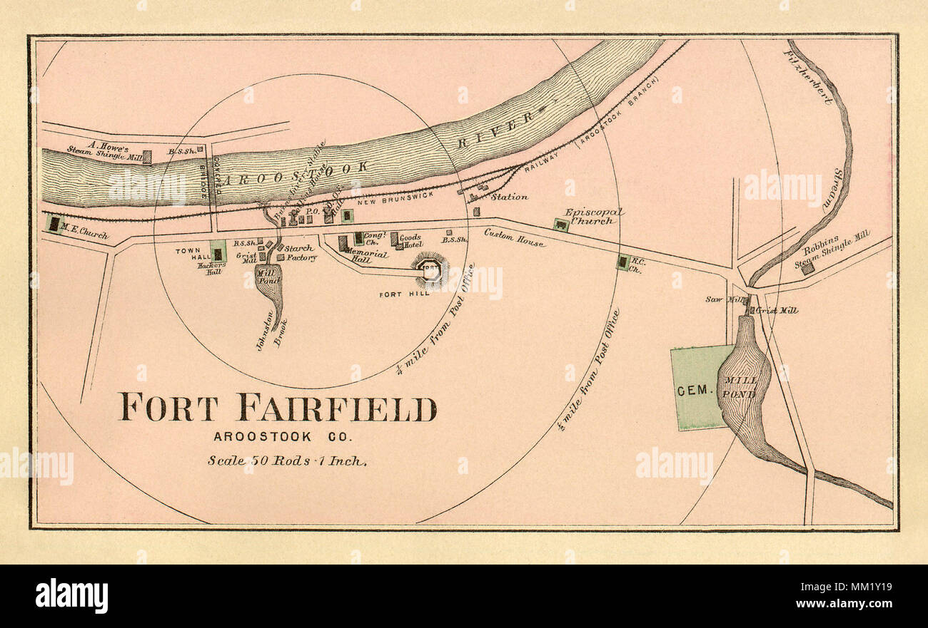 Map of Fort Fairfield. 1890 Stock Photo Alamy