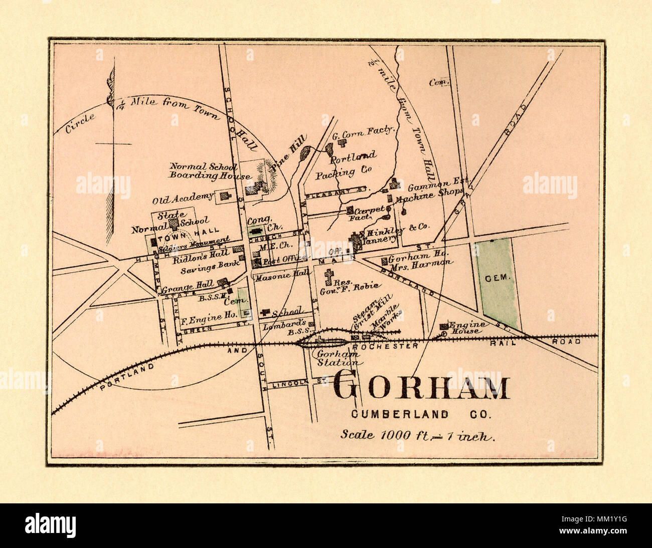 Map of Gorham. 1890 Stock Photo Alamy