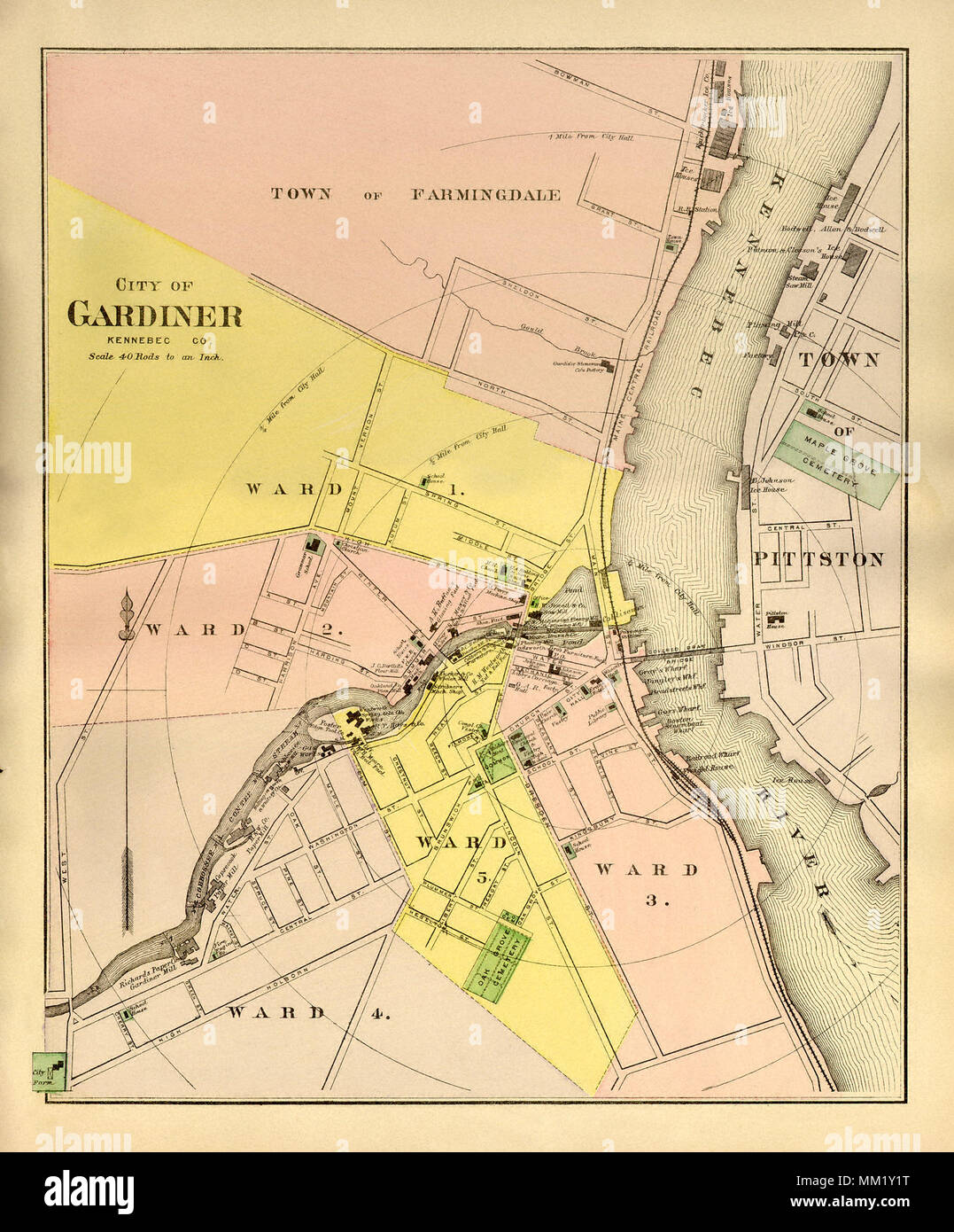 Map of Gardiner. 1890 Stock Photo Alamy