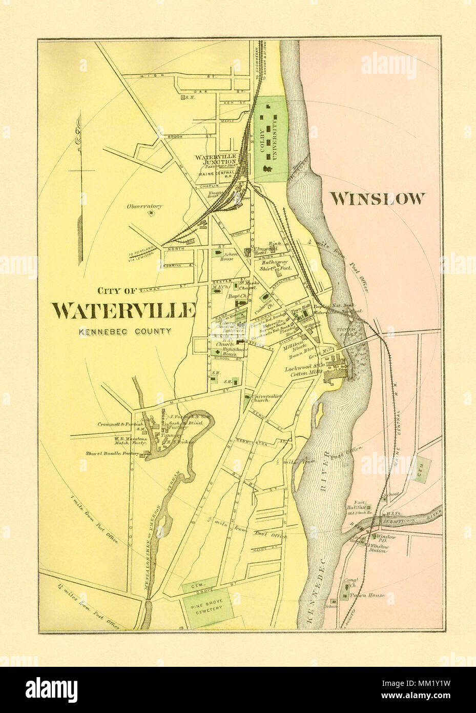Map of Winslow and Vicinity. 1890 Stock Photo Alamy