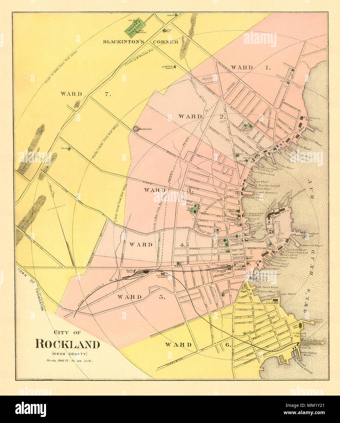 Map of Rockland. 1890 Stock Photo