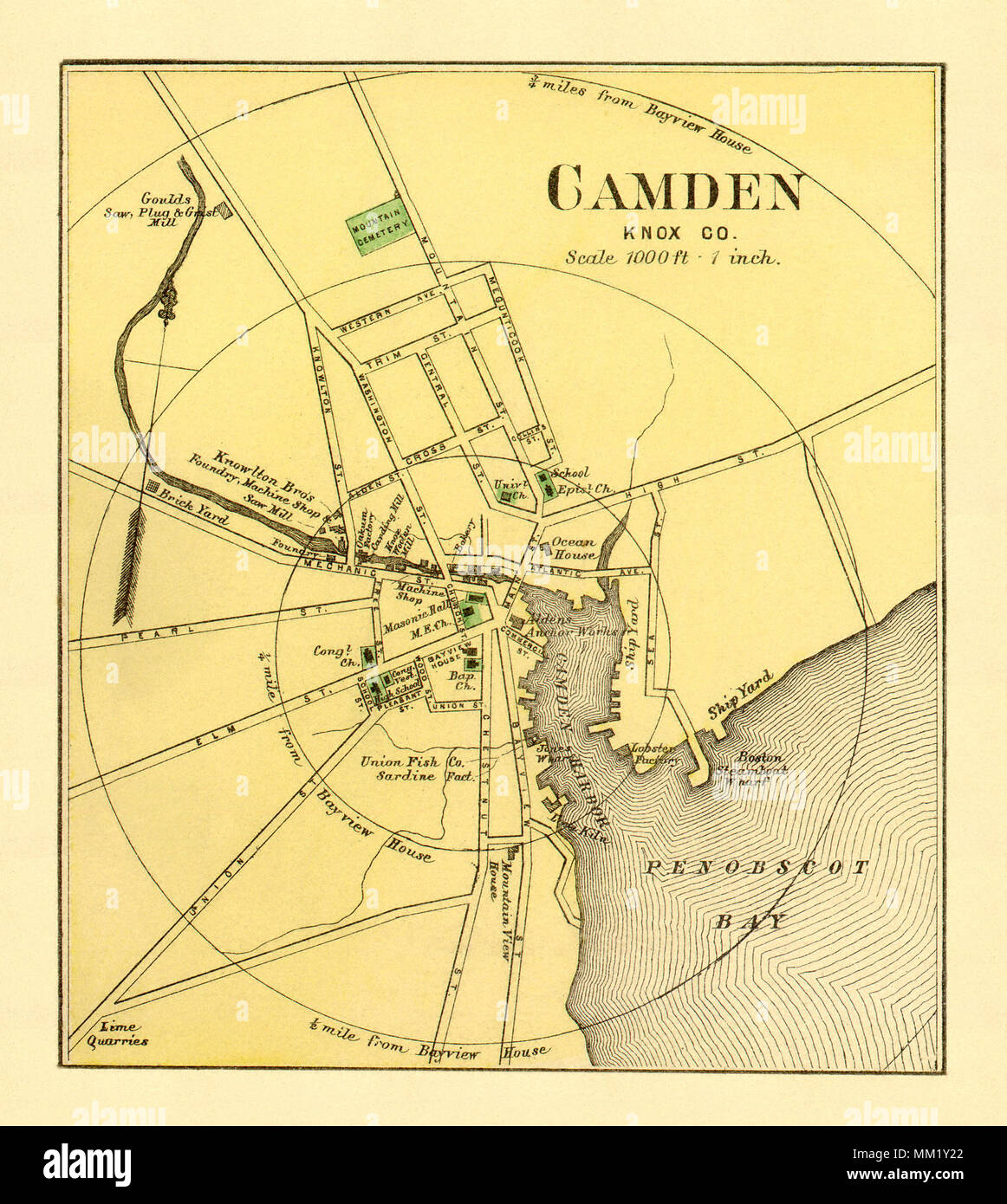 Map of Camden. 1890 Stock Photo