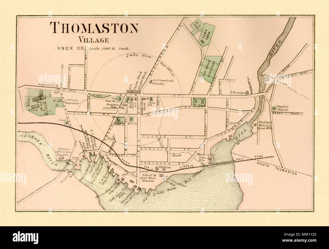 Map of Thomaston. 1890 Stock Photo