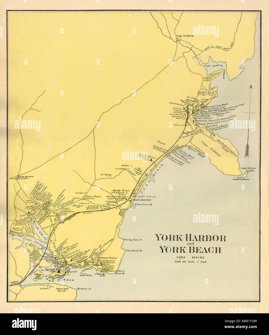 Map of York Harbor and York Beach. 1890 Stock Photo - Alamy
