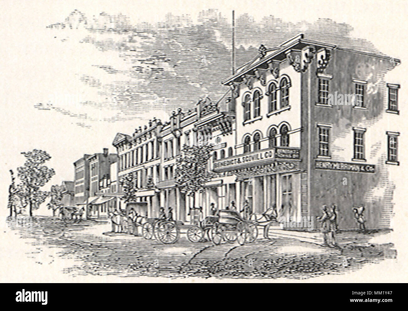 The Exchange Place. Waterbury. 1857 Stock Photo