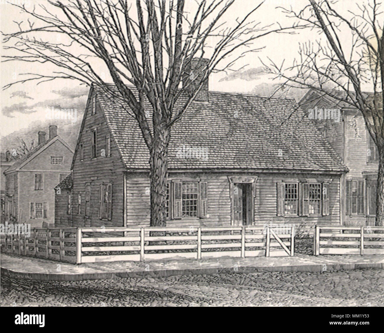 The Old Cooke Homestead. Waterbury. 1840 Stock Photo